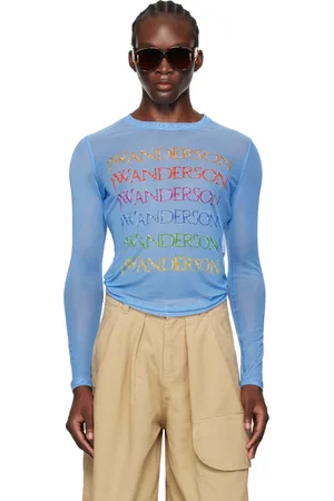 J.W.Anderson T-shirt à manches longues bleu en filet transparent - Pride