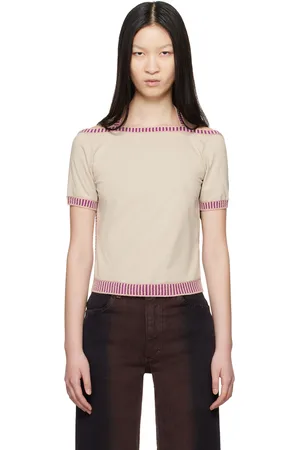 ECKHAUS LATTA T-shirt beige à garnitures à rayures