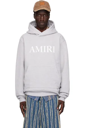 AMIRI Pull à capuche gris à logo contrecollé - Core