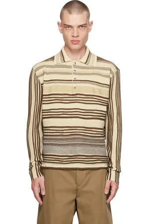 Bottega Veneta Polo beige et brun à rayures