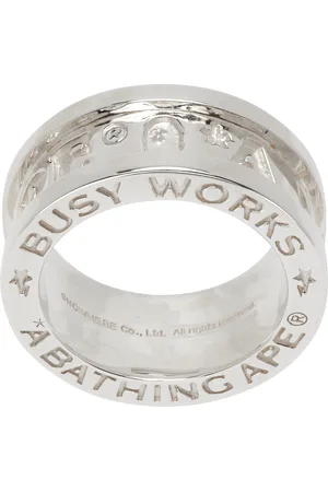 BAPE Bague argentée à logos