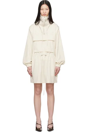 Helmut Lang Robe courte blanc cassé à manches amovibles