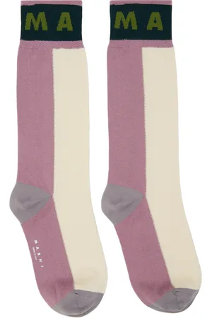 Marni Chaussettes contrastées blanc cassé et mauve en coton