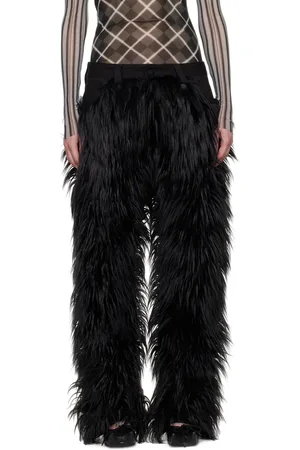 Paula Canovas Del Vas Jean noir en fourrure synthétique