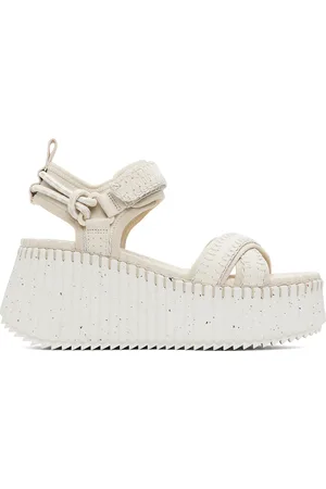 Chloé Sandales à talon compensé Nama blanc cassé