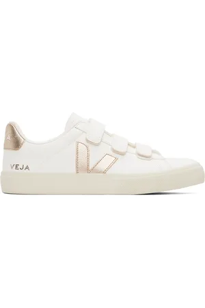 Veja Baskets Recife blanc et doré en cuir ChromeFree® à logos
