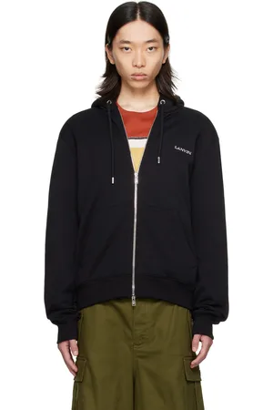 Lanvin Pull à capuche noir à imprimé Archives et à glissière