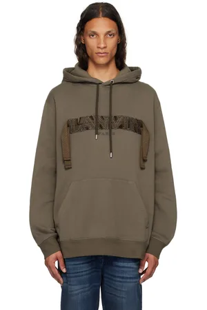 Lanvin Pull à capuche taupe à logo à lacets Curb