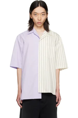 Lanvin Chemise asymétrique blanc et mauve à rayures