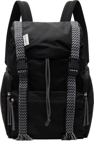 Lanvin Sac à dos noir en nylon à bretelles Curb