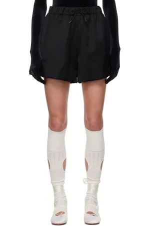 Simone Rocha Short noir à poche passepoilée à garniture en fourrure synthétique