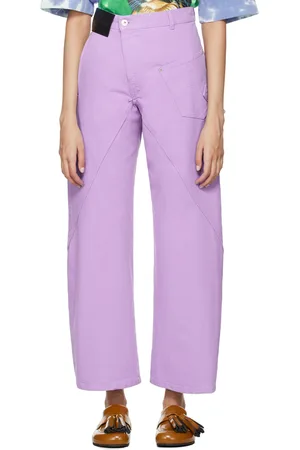 J.W.Anderson Pantalon mauve en denim à assemblage asymétrique