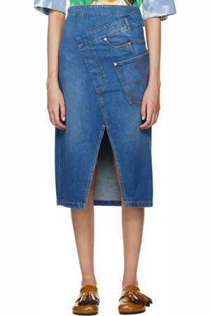 J.W.Anderson Jupe midi bleue en denim à assemblage torsadé