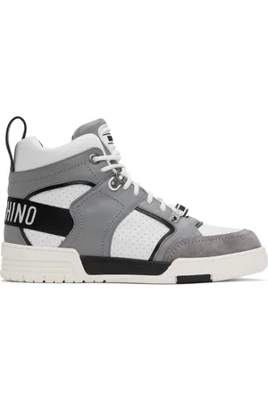Moschino Baskets montantes de style basketball blanc et gris