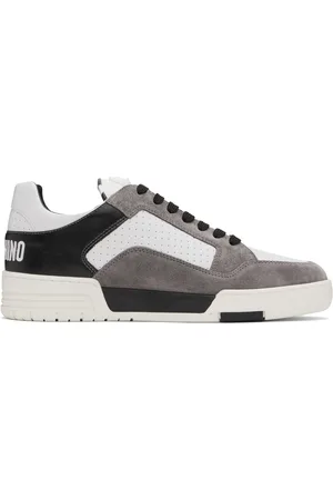Moschino Baskets de style basketball blanc et gris