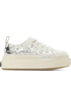 AMIRI Baskets de court blanc et argenté métallique à plateforme et à appliqués d
