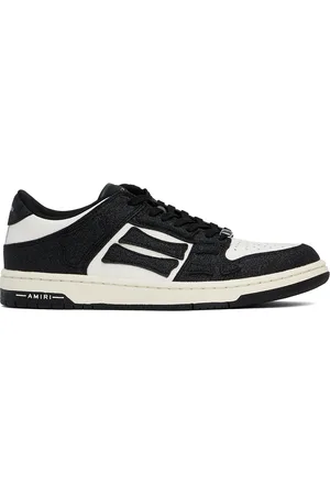 AMIRI Baskets basses scintillantes blanc et noir à appliqués Skel Top