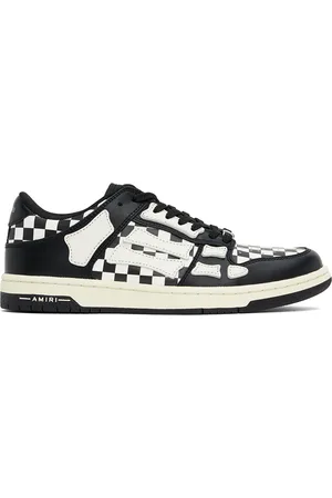 AMIRI Baskets basses noir et blanc à carreaux et à appliqués Skel Top