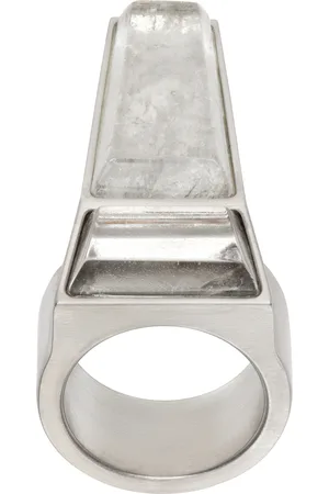 Rick Owens Bague argentée à ornement Trunk à cristaux de roche - Porterville