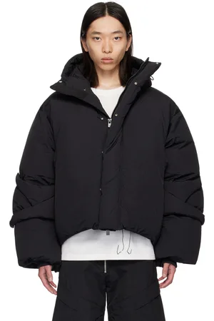 HELIOT EMIL Blouson noir rembourré en duvet à pattes boutonnées