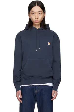 Maison Kitsuné Pull à capuche bleu marine à logo de renard