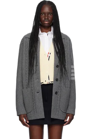 Thom Browne Manteau gris à quatre rayures