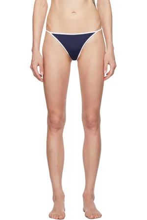 Sporty & Rich Culotte de bikini Kate bleu marine et blanc