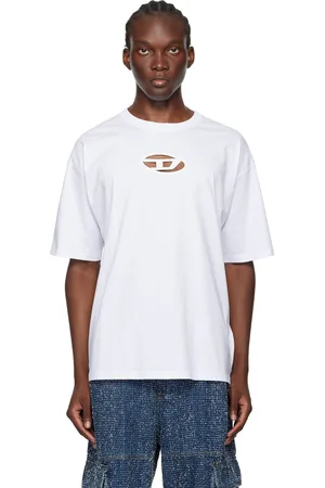 Diesel T-shirt droit blanc à découpe à logo