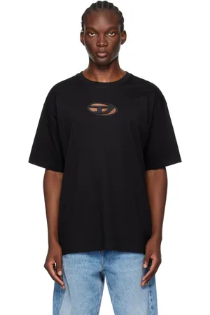 Diesel T-shirt droit noir à découpe à logo
