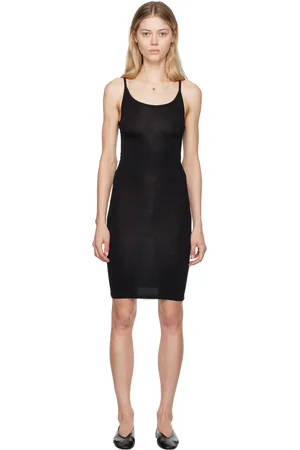 Baserange Robe courte à enfiler noire en lyocell de bambou