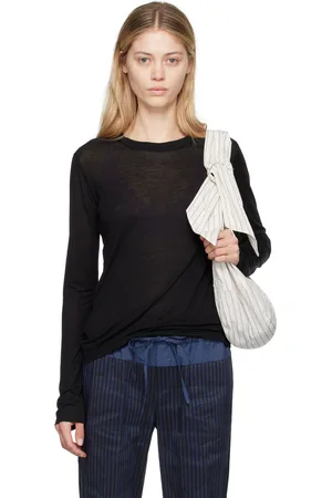 Baserange T-shirt à manches longues noir en lyocell de bambou