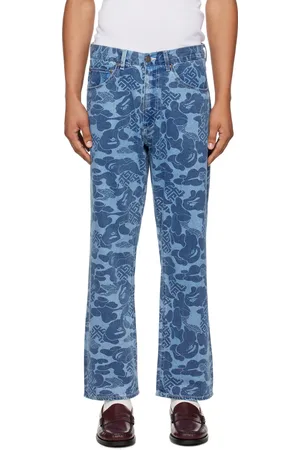 BAPE Jean bleu à motif camouflage Asia