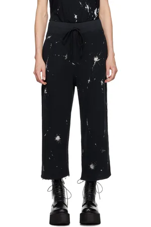 R13 Pantalon de survêtement noir à pinces aux genoux