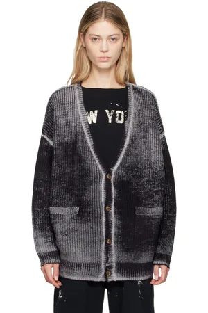 R13 Cardigan surdimensionné noir et gris