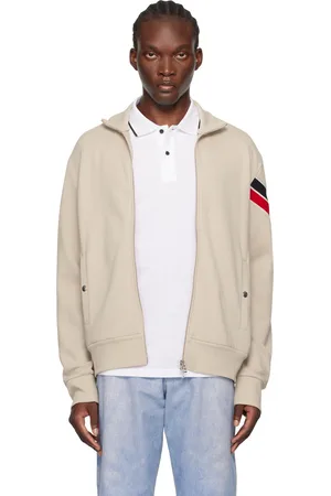 Moncler Blouson de survêtement beige à glissière