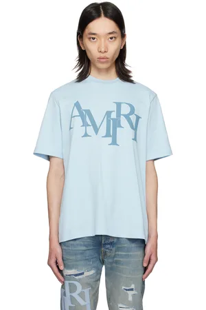 AMIRI T-shirt bleu à logo modifié