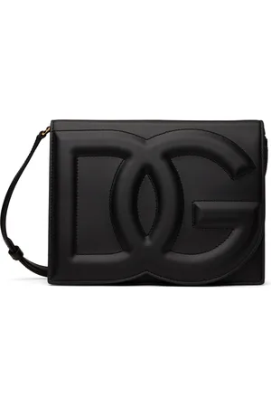 Dolce & Gabbana Sac à bandoulière noir en cuir de veau à logo DG