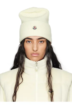 Moncler Bonnet blanc cassé en laine vierge