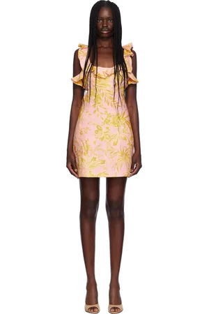 ZIMMERMANN Robe midi rose et jaune à volants