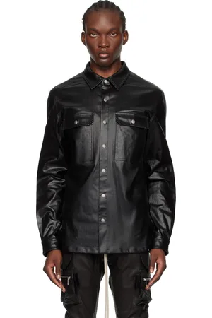 Rick Owens Chemise noire en denim enduit - Porterville