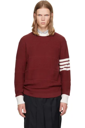 Thom Browne Pull de rugby bourgogne à quatre rayures