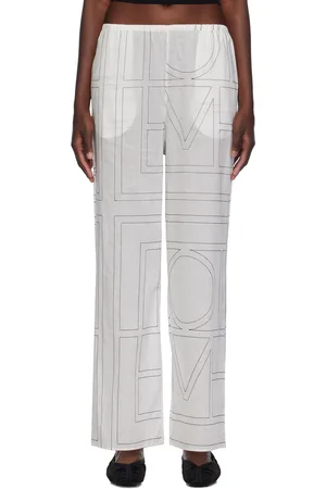 Totême Pantalon de pyjama blanc à monogrammes