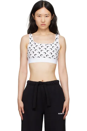Marine Serre Soutien-gorge de sport blanc à motif à logos