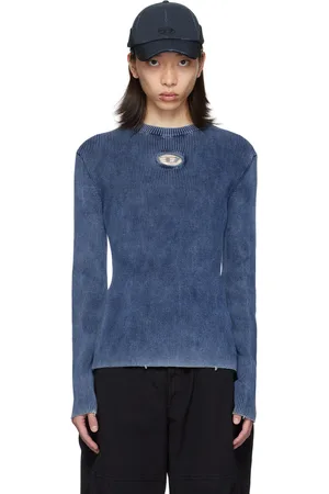 Diesel Pull Darin-A bleu en tricot côtelé
