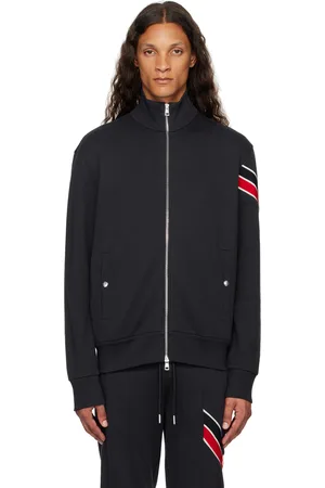 Moncler Pull bleu marine à garniture à rayures