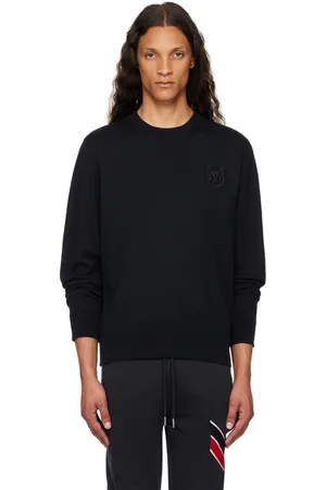Moncler Pull bleu marine à appliqué à logo
