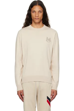 Moncler Pull beige à appliqué à logo