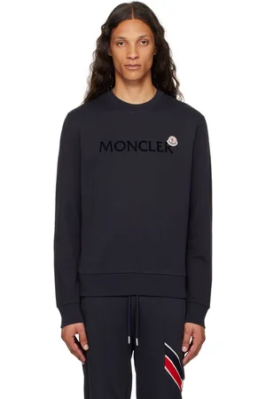 Moncler Pull molletonné bleu marine à logo floqué