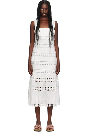ZIMMERMANN Robe midi blanche à garnitures - Pop