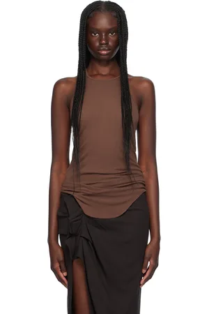 Rick Owens Débardeur brun en jersey côtelé - Porterville